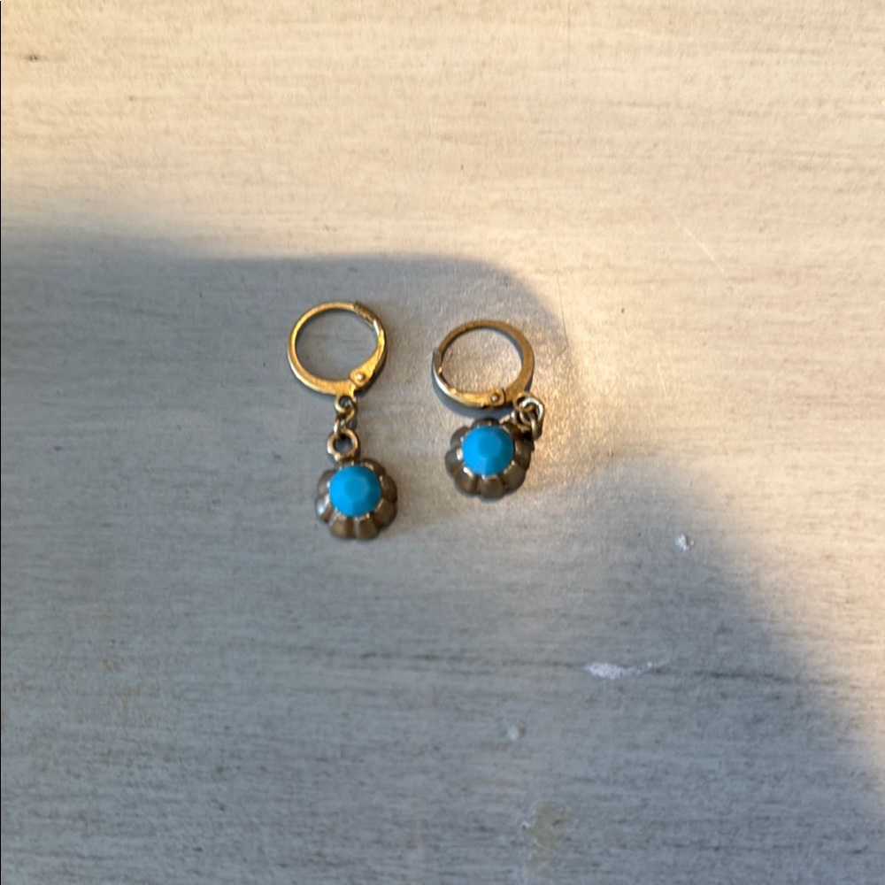 Catherine Popesco Gold and Blue Enamel Earrings